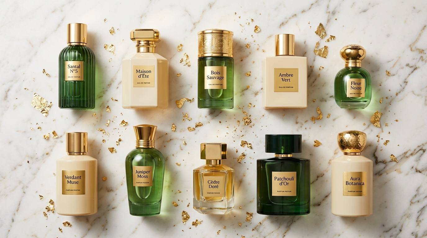 Parfümflaschen auf weißem Marmor — 10 beste Drogerie-Parfüms unter 20 Euro